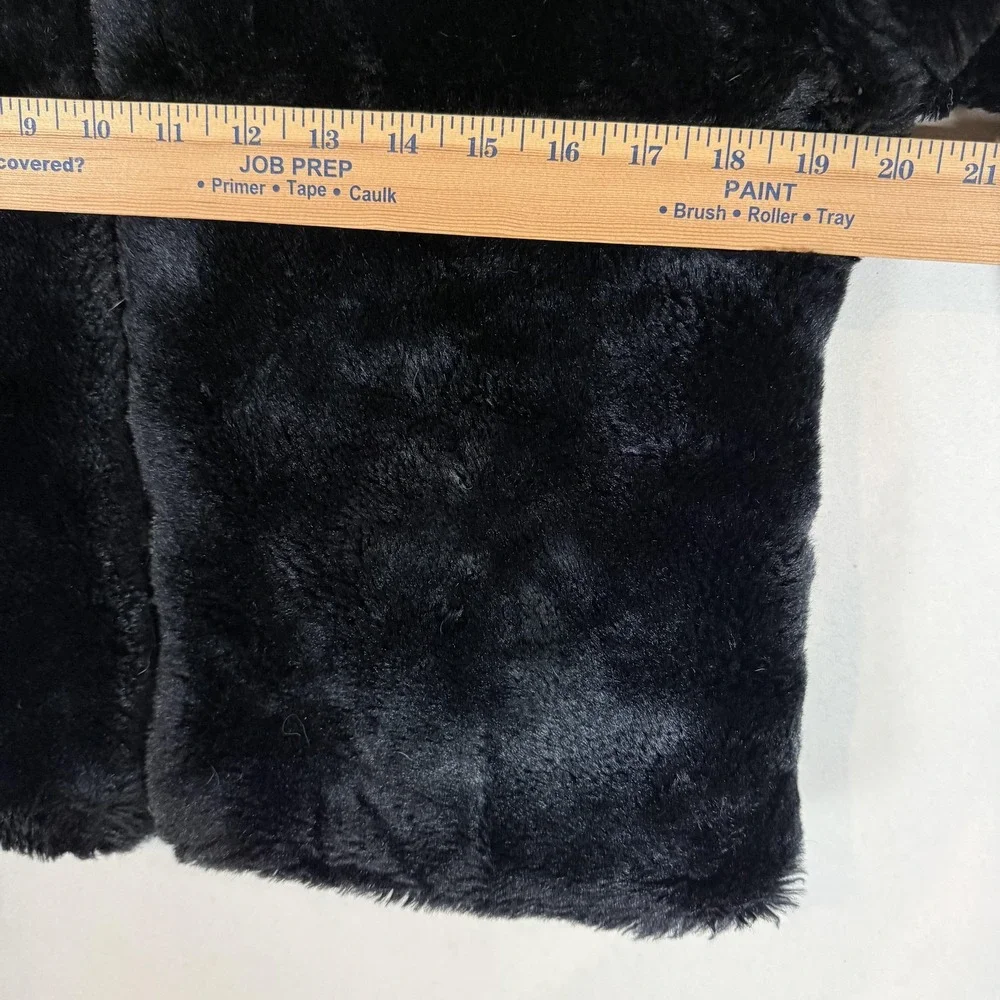 Gap Jacket Kids XL 12 Black Faux Fur Fleece Full Zip Stand Collar Winter Warm